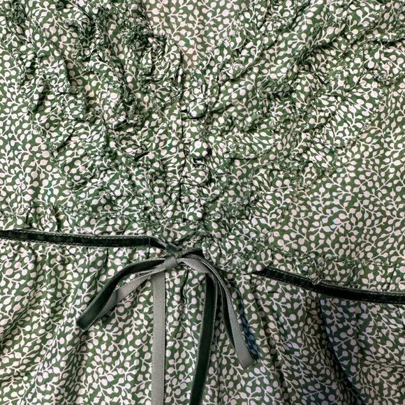 J. Crew Green Ruffle Baby Doll 100% Silk Y2K Top Size 4 - Picture 10 of 15